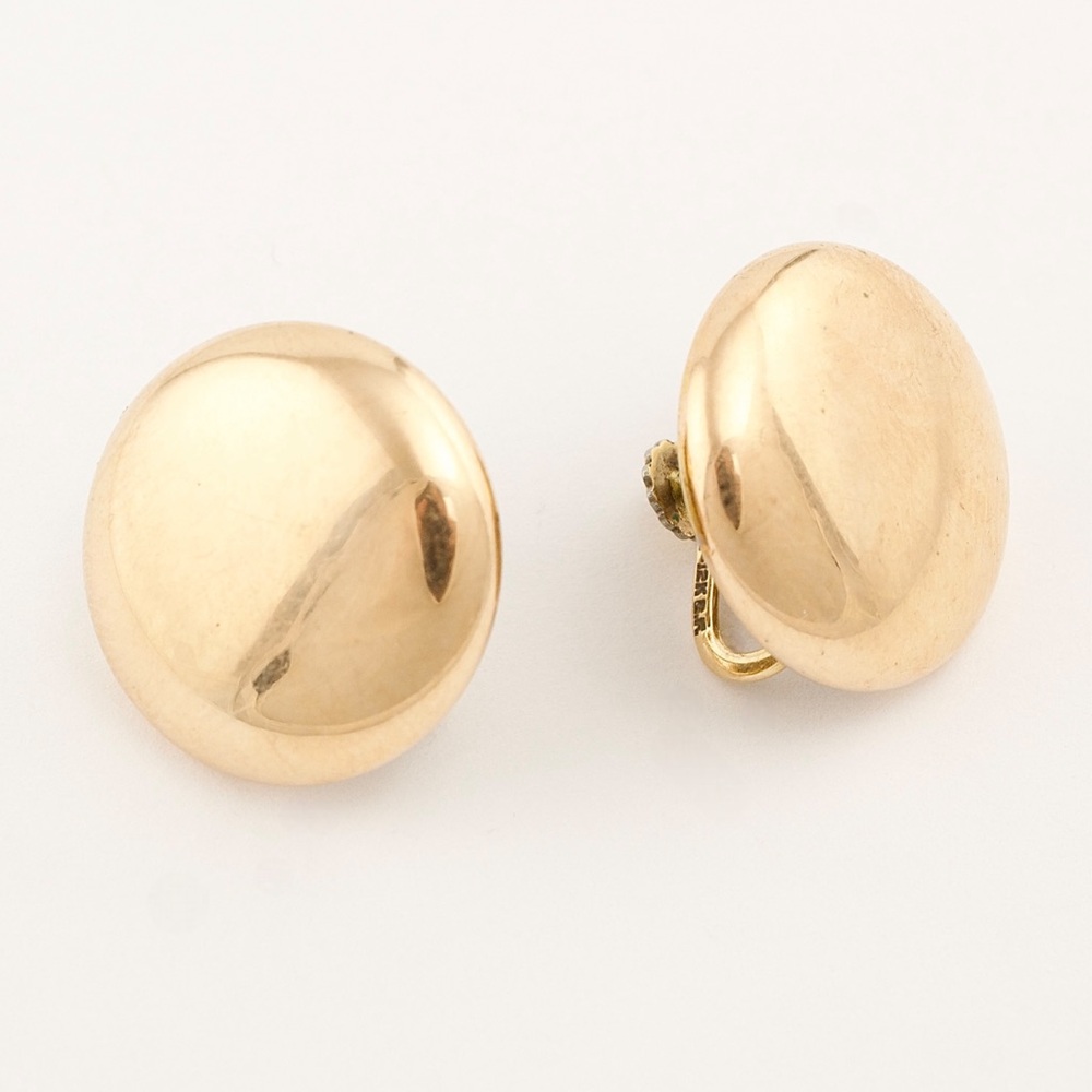Vintage 12K Gold Filled Domed Screw Back Earrings Round Button Style Retro